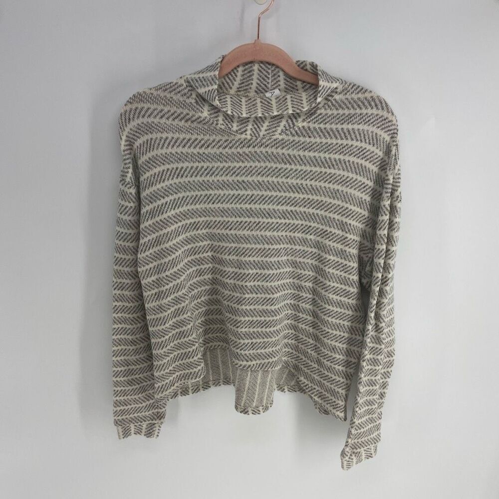 Anthropologie Amadi Mirielle Women's Gray Stripe Mock Neck Pullover Sweater Smal